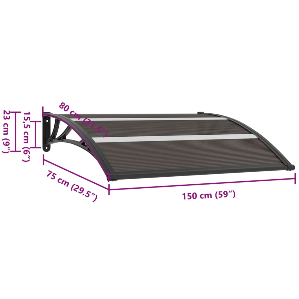 vidaXL Door Canopy Black 47.2"x31.5" PC