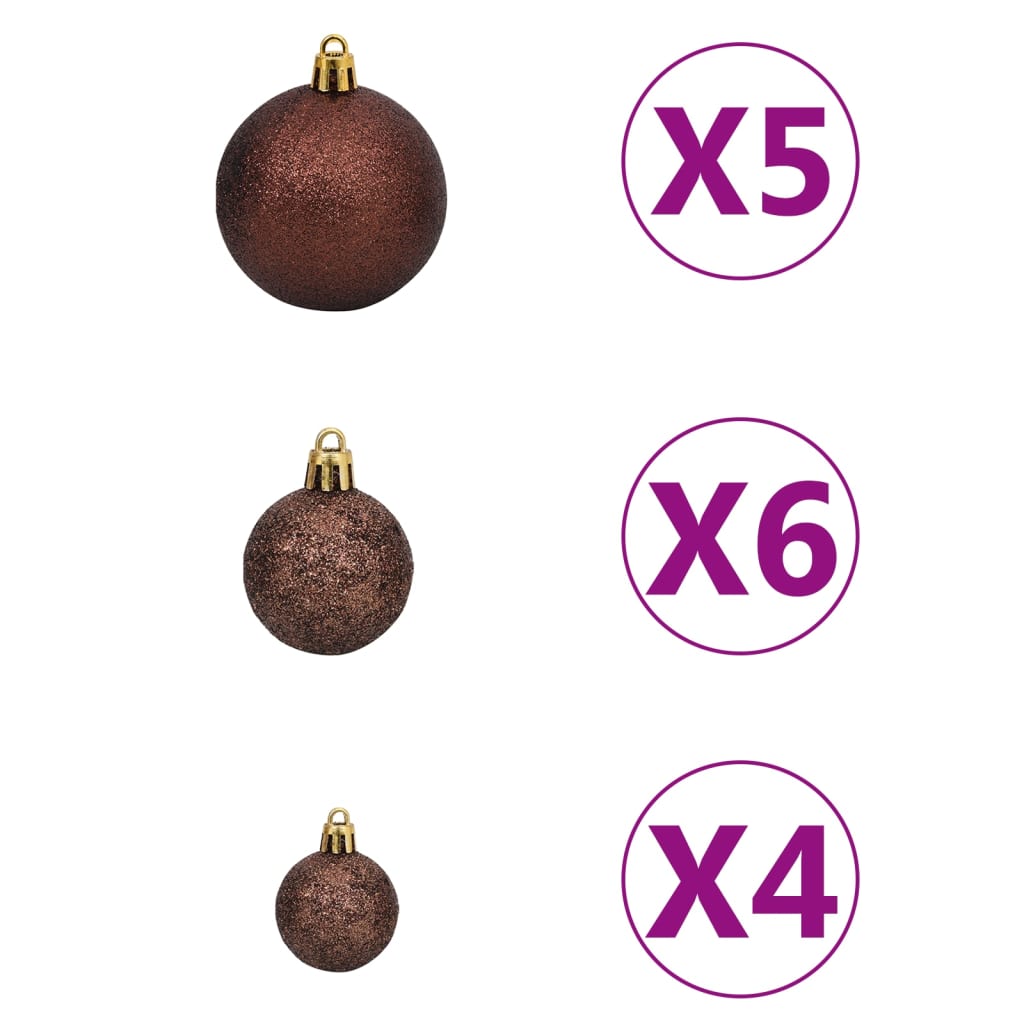 vidaXL Slim Artificial Christmas Tree with LEDs&Ball Set Green 94.5"
