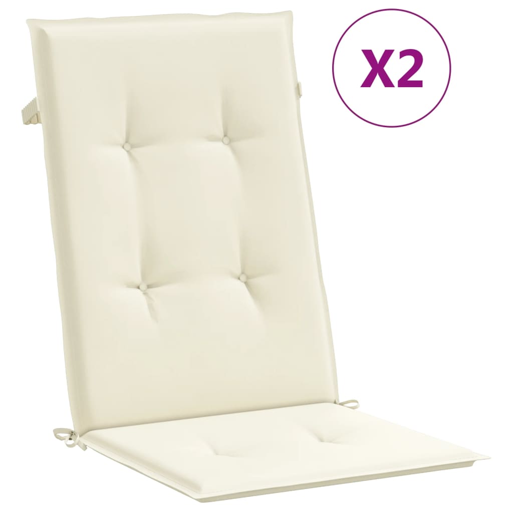 vidaXL Garden Highback Chair Cushions 2 pcs Cream 47.2"x19.7"x1.2" Fabric