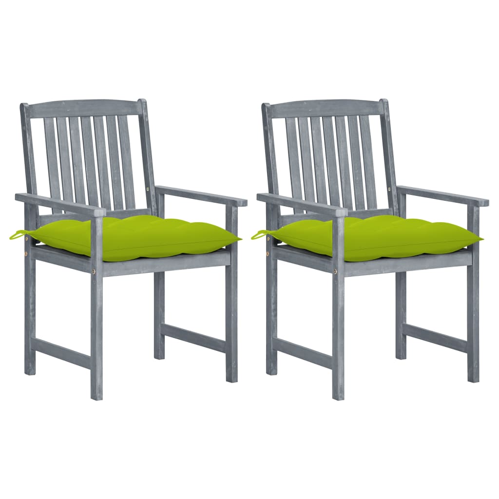 vidaXL Patio Chairs with Cushions 2 pcs Gray Solid Acacia Wood