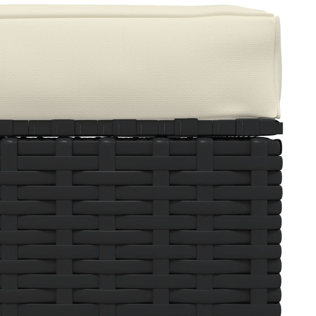 vidaXL Patio Footrest with Cushion Black 27.6"x27.6"x11.8" Poly Rattan