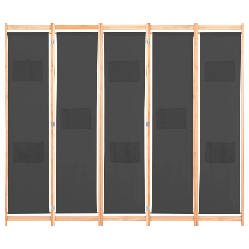 vidaXL 5-Panel Room Divider Gray 78.7"x66.9"x1.6" Fabric