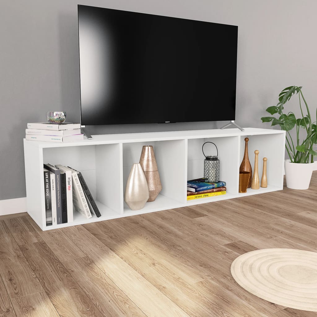 vidaXL Book Cabinet/TV Cabinet White 14.2"x11.8"x56.3" Engineered Wood