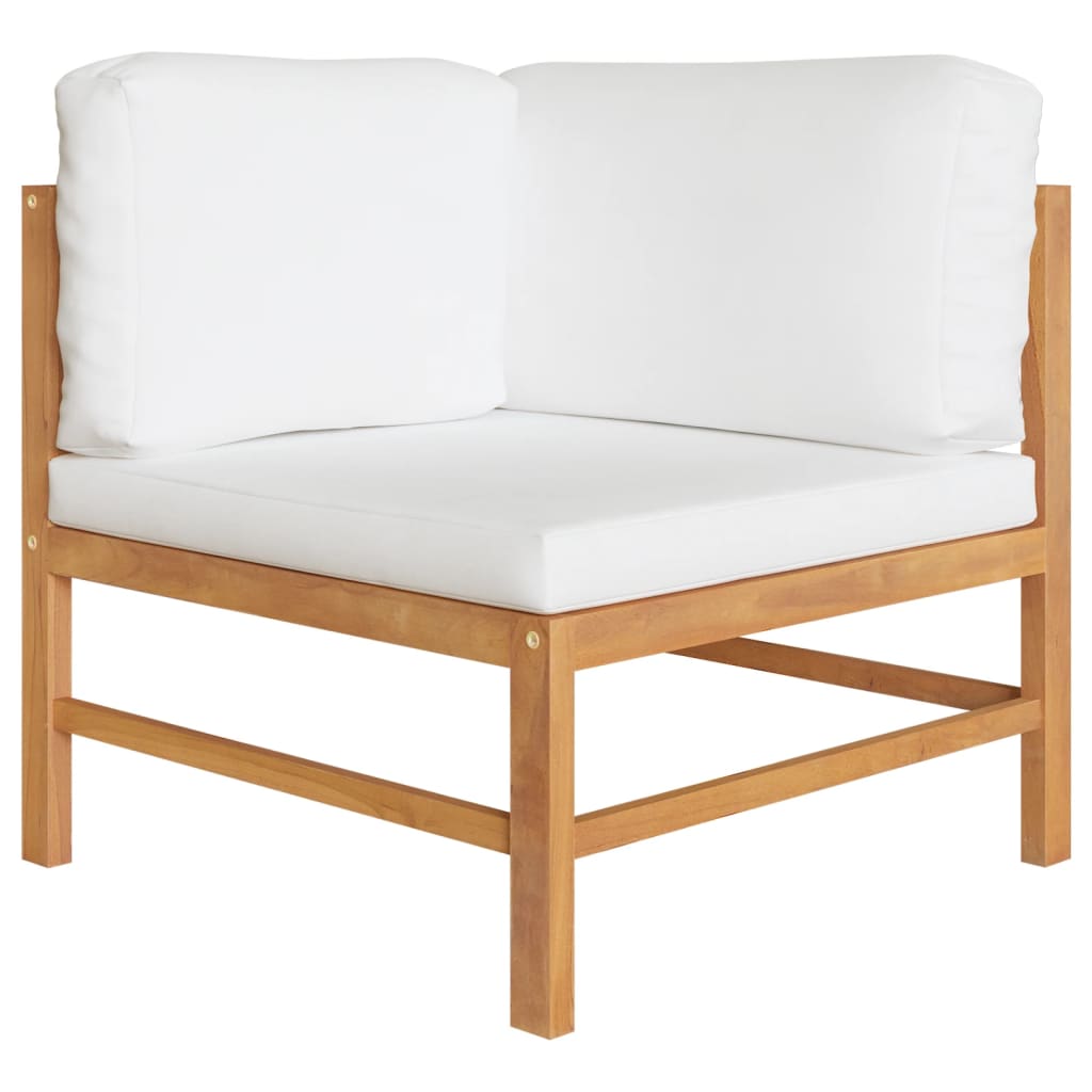 vidaXL 2 Piece Patio Lounge Set with Cream Cushions Teak Wood