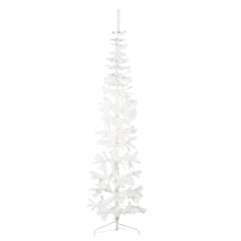 vidaXL Slim Artificial Half Christmas Tree with Stand White 8 ft