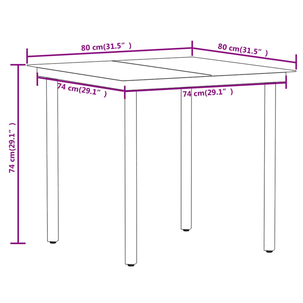 vidaXL 3 Piece Patio Dining Set Black