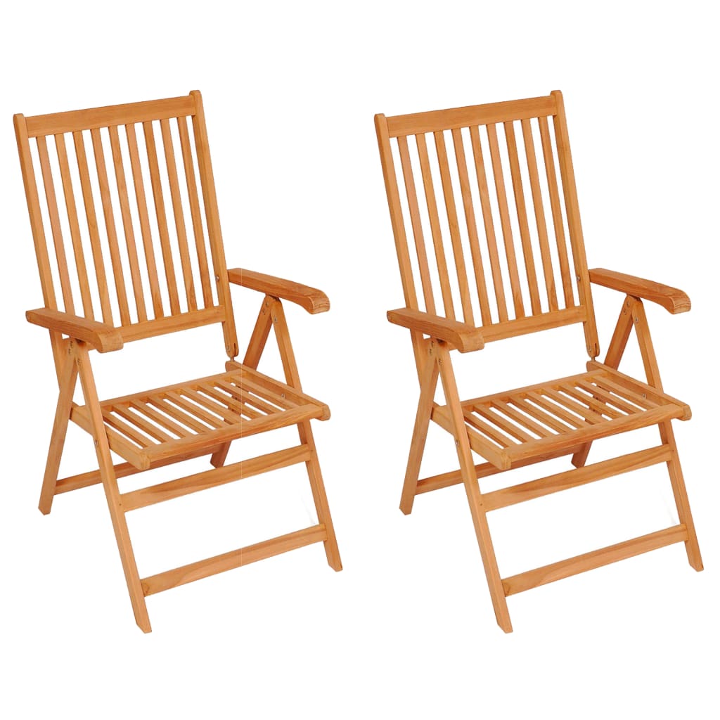 vidaXL Patio Chairs 2 pcs with Gray Cushions Solid Teak Wood