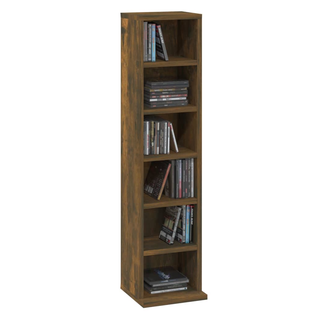 vidaXL CD Cabinet Smoked Oak 8.3"x7.9"x34.6" Engineered Wood
