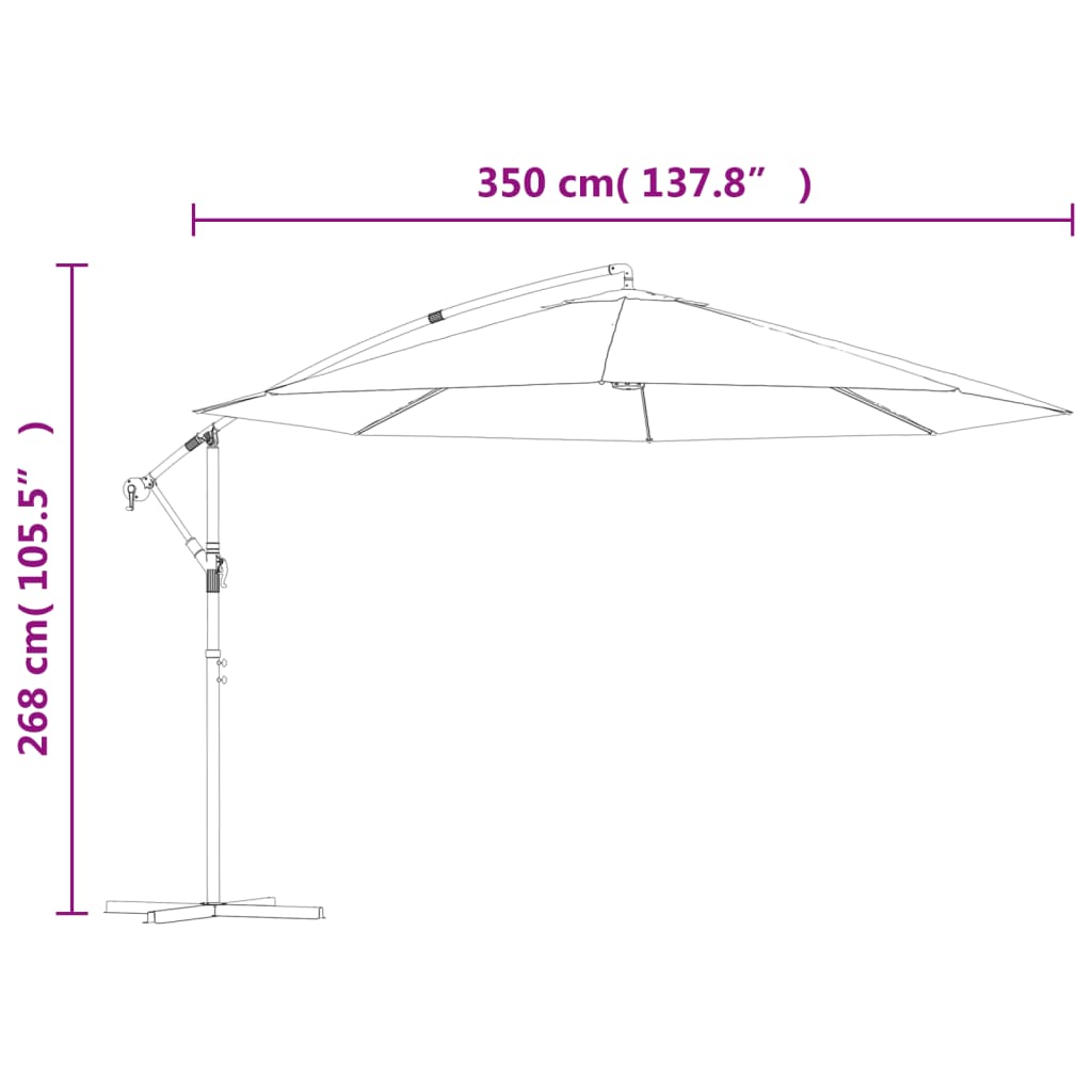 vidaXL Cantilever Umbrella with Aluminum Pole 137.8" Anthracite