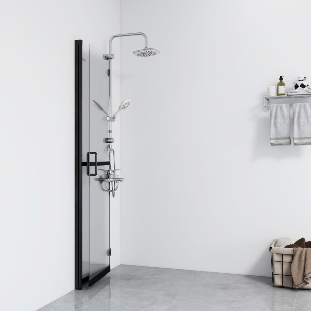 vidaXL Foldable Walk-in Shower Wall Transparent ESG Glass 27.6"x74.8"