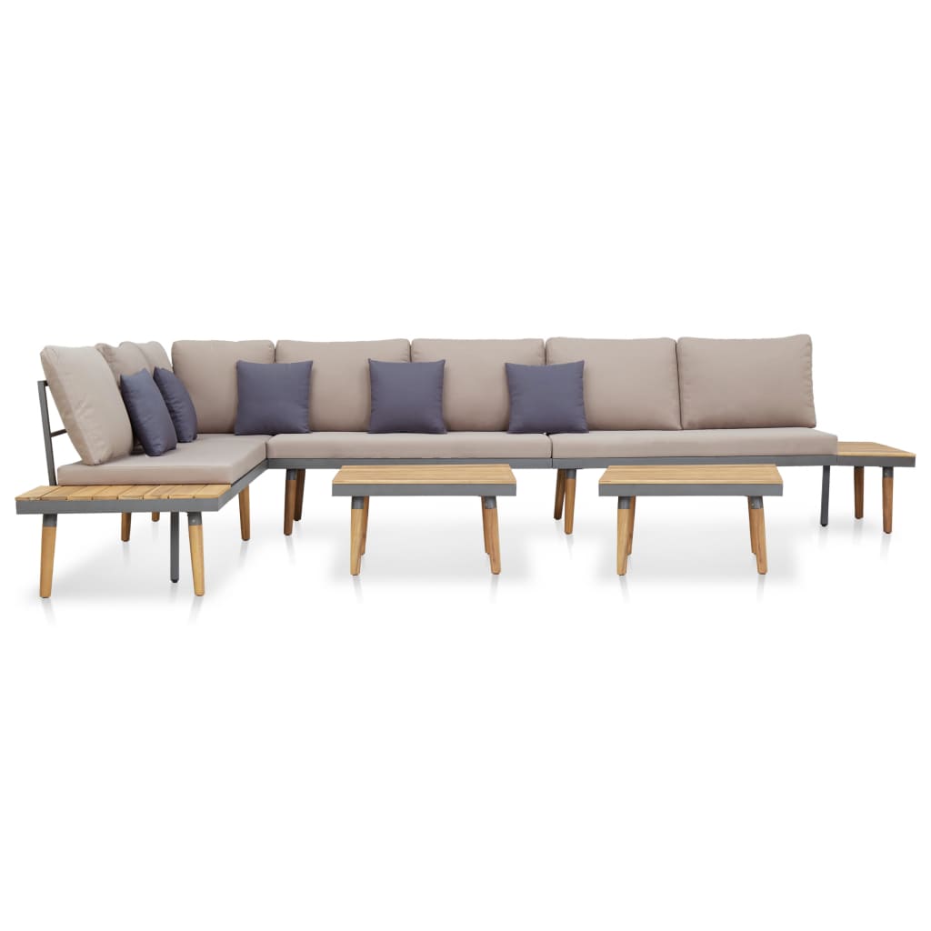 vidaXL 7-Seater Patio Lounge Set with Cushions Solid Acacia Wood Brown