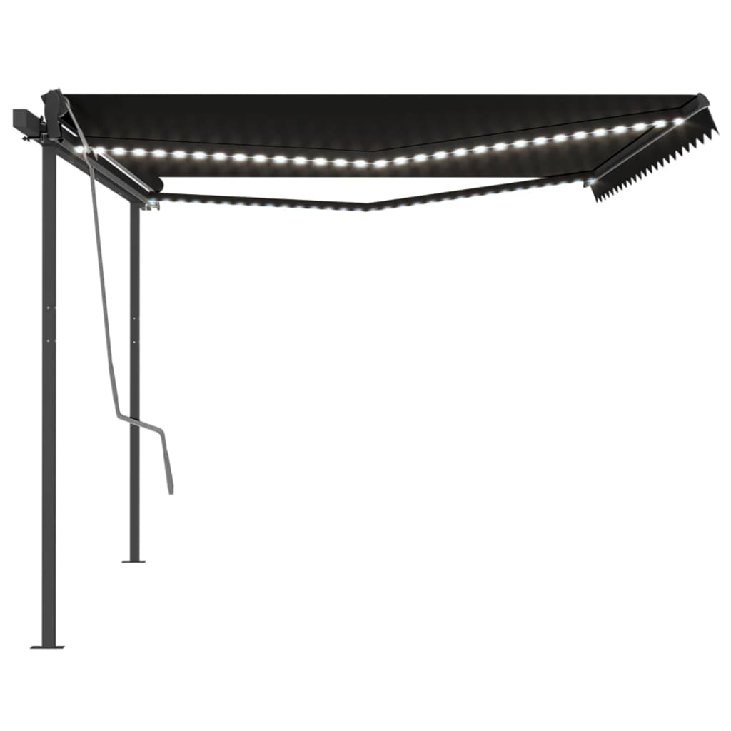 vidaXL Manual Retractable Awning with LED 16.4'x9.8' Anthracite