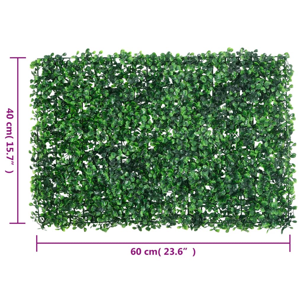 vidaXL Artificial Shrub Leaf Fence 24 pcs Green 15.7"x23.6"