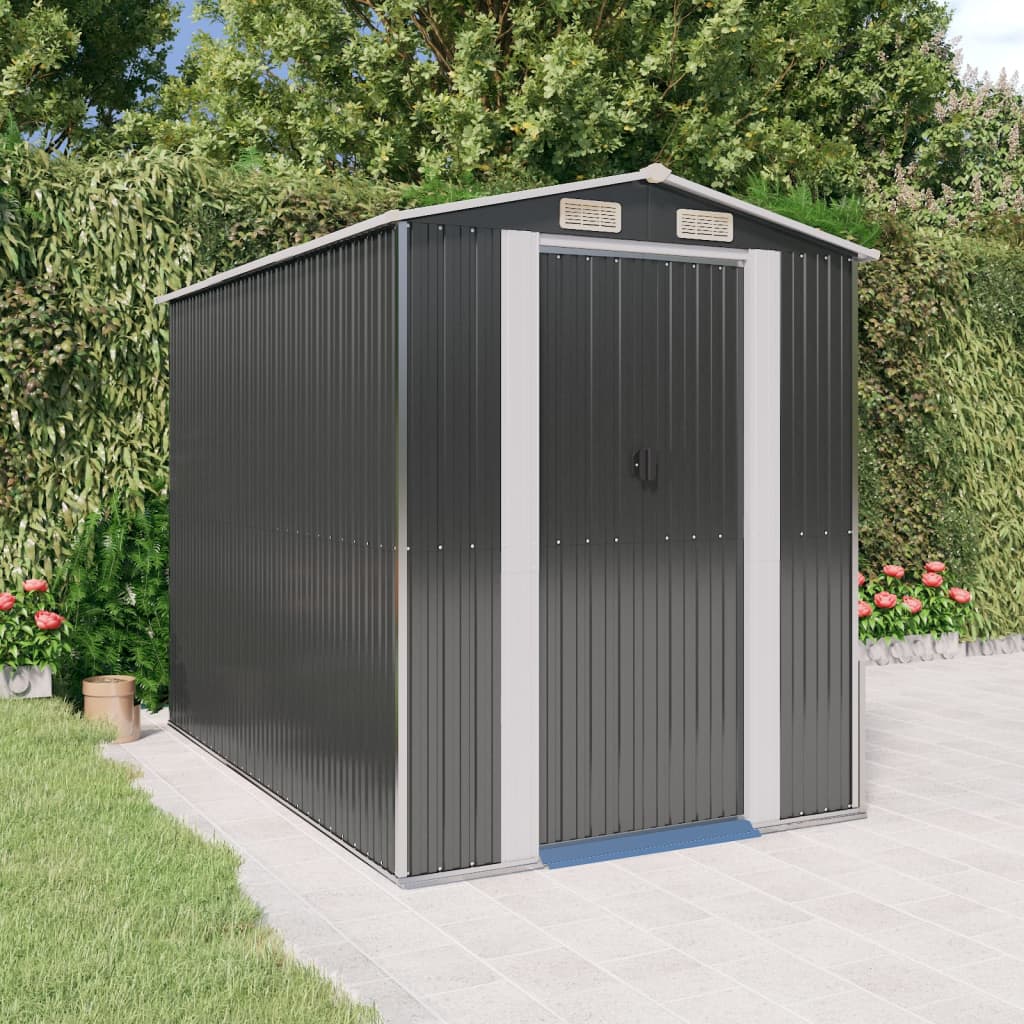 vidaXL Garden Shed Anthracite 75.6"x107.9"x87.8" Galvanized Steel