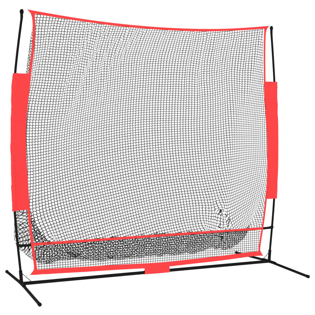 vidaXL Portable Baseball Net Black and Red 84.6"x42.1"x85" Polyester