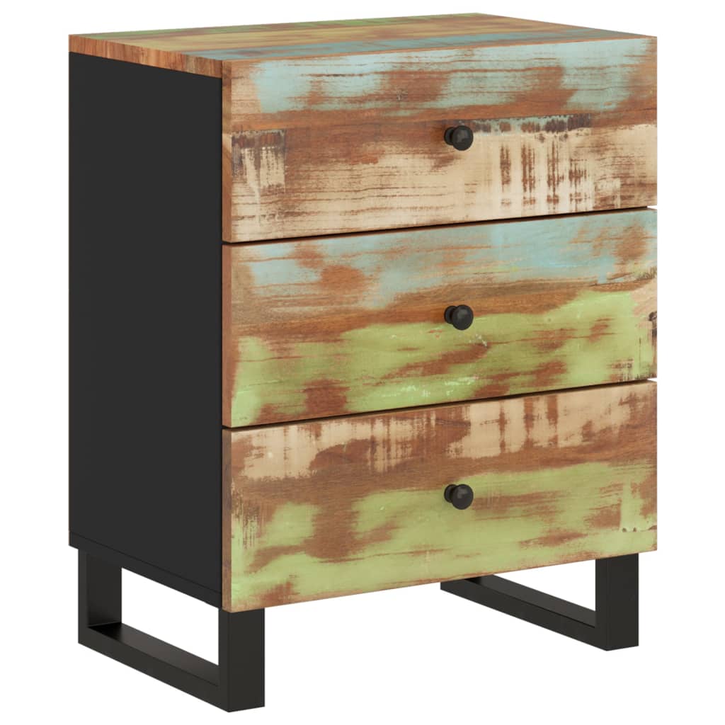 vidaXL Bedside Cabinet 19.7"x13"x24.4" Solid Wood Reclaimed&Engineered Wood