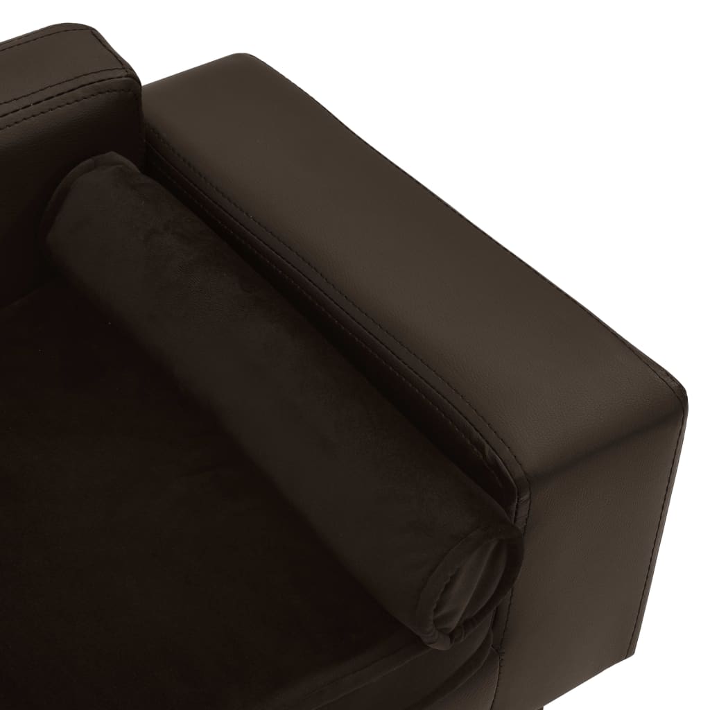vidaXL Dog Sofa Brown 31.9"x16.9"x12.2" Plush and Faux Leather