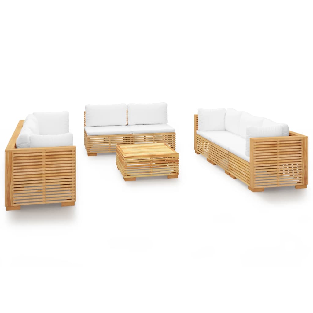 vidaXL 9 Piece Patio Lounge Set with Cushions Solid Wood Teak