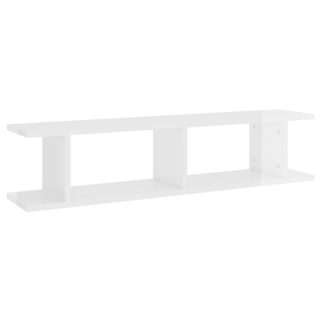 vidaXL Wall Shelves 2 pcs High Gloss White 35.4"x7.1"x7.9" Engineered Wood
