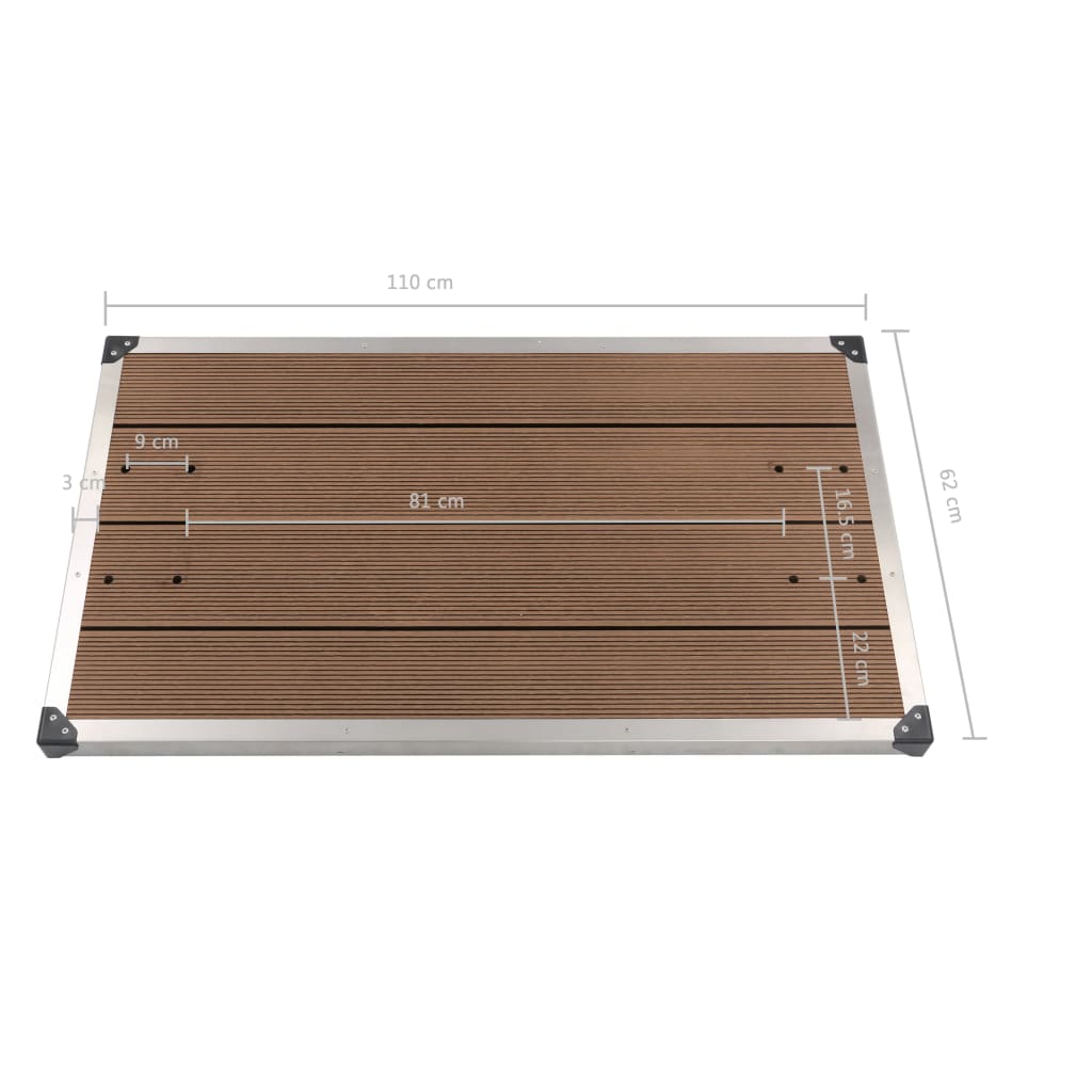 vidaXL Outdoor Shower Tray WPC Stainless Steel 43.3"x24.4" Brown