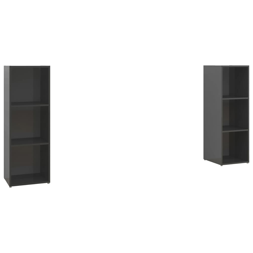 vidaXL TV Cabinets 2 pcs High Gloss Gray 42.1"x14"x15" Chipboard