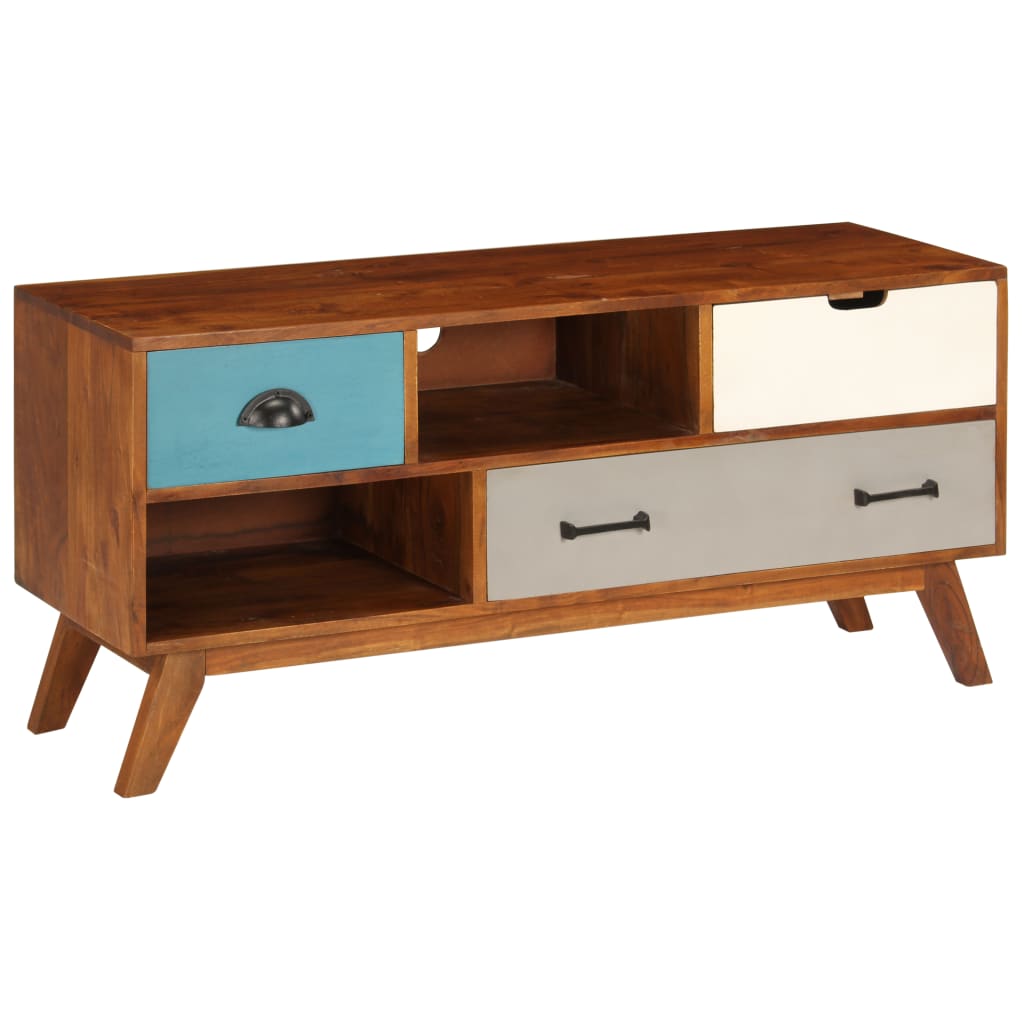 vidaXL TV Stand with 3 Drawers 43.3"x13.8"x19.7" Solid Wood Acacia