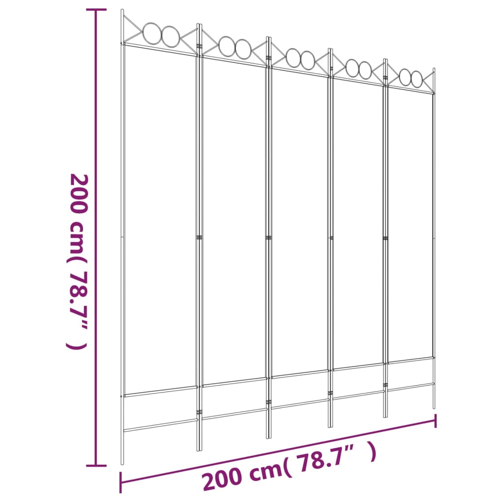 vidaXL 5-Panel Room Divider Anthracite 78.7"x78.7" Fabric