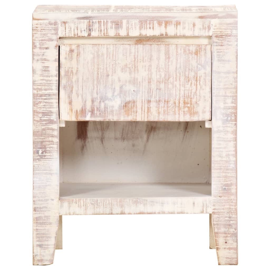 vidaXL Bedside Cabinet White 15.7"x11.8"x19.6" Solid Acacia Wood