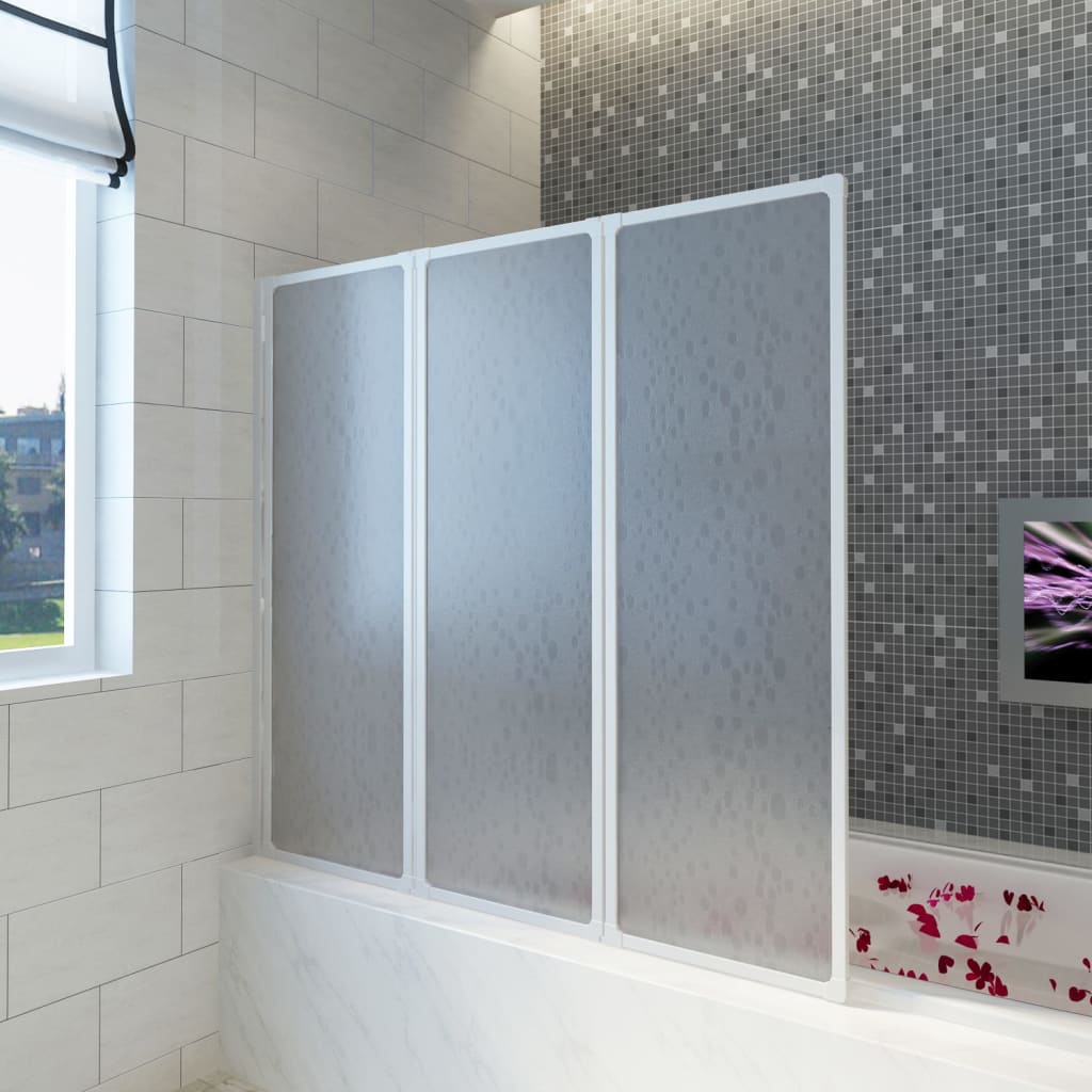 vidaXL Shower Bath Screen Wall 46.1"x47.2" 3 Panels Foldable
