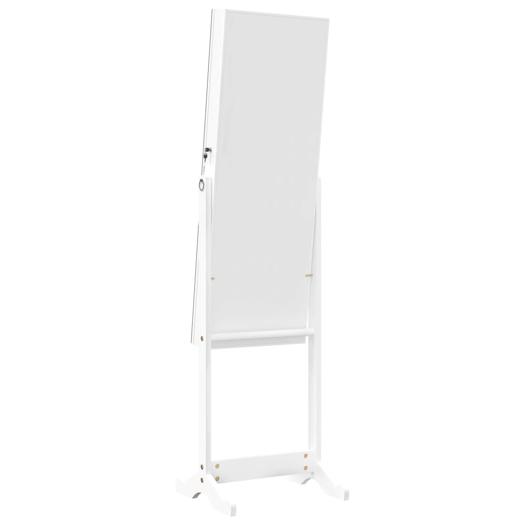 vidaXL Mirror Jewellery Cabinet Free Standing White 16.5"x15"x59.8"