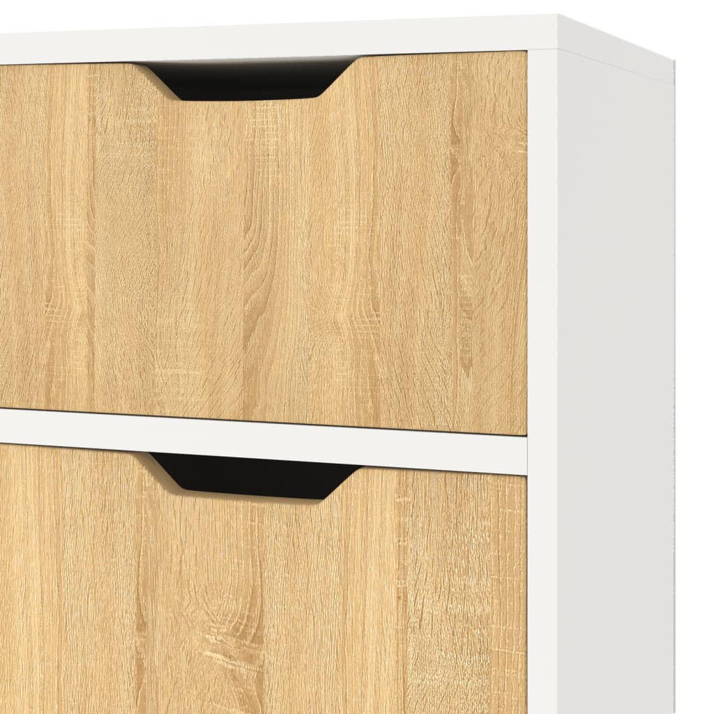 vidaXL Sideboard White and Sonoma Oak 35.4"x11.8"x28.3" Engineered Wood