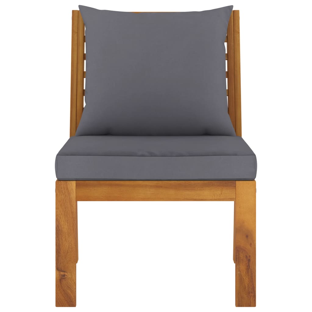 vidaXL Sectional Middle Sofa with Dark Gray Cushion Solid Acacia Wood
