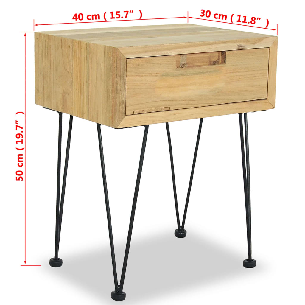 vidaXL Bedside Cabinet 15.7"x11.8"x19.7" Solid Teak