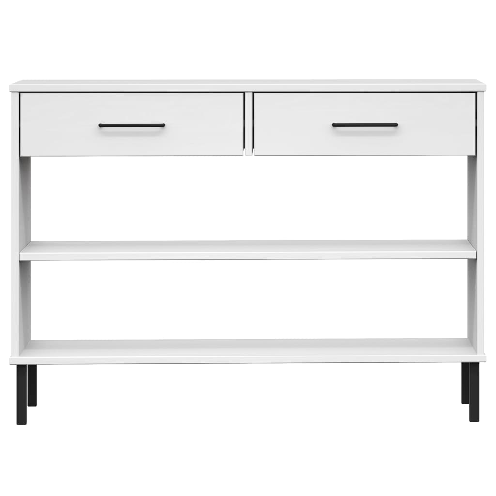 vidaXL Console Cabinet with Metal Legs White Solid Wood Pine OSLO