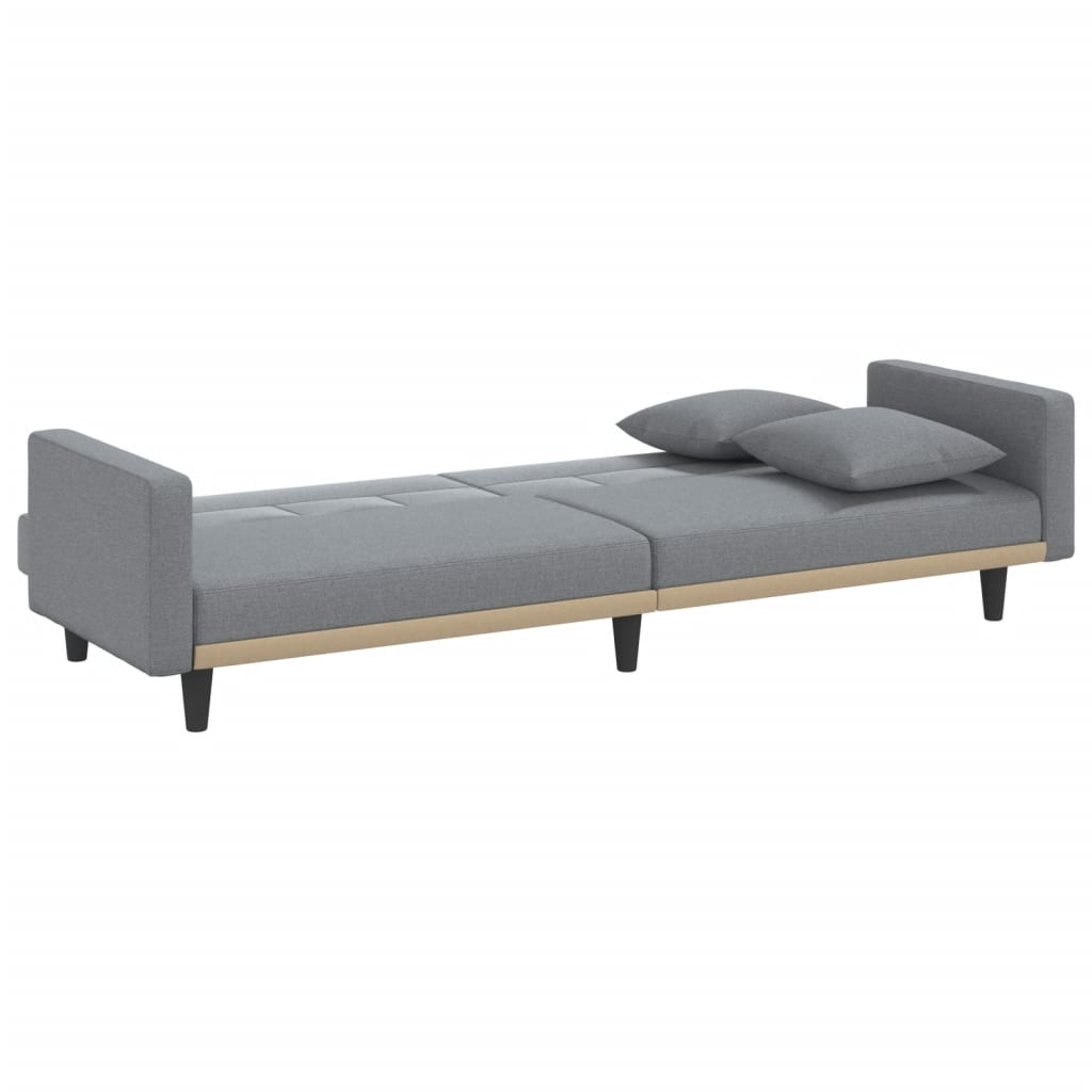 vidaXL Sofa Bed with Cushions Light Gray Fabric