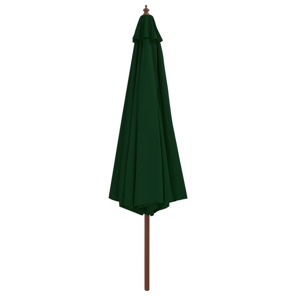 vidaXL Outdoor Parasol with Wooden Pole 137.8" Green