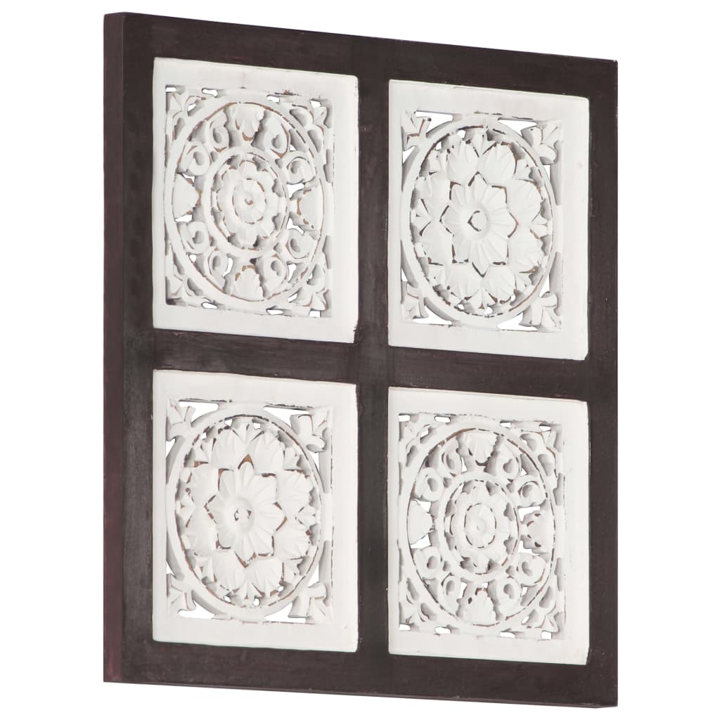 vidaXL Hand-Carved Wall Panel MDF 15.7"x15.7"x0.6" Brown and White