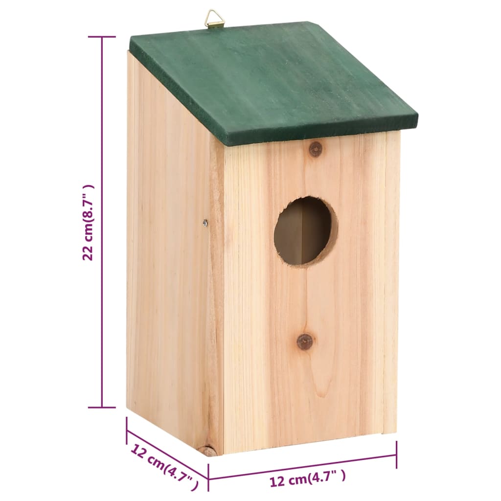 vidaXL Bird Houses 8 pcs Wood 4.7"x4.7"x8.7"