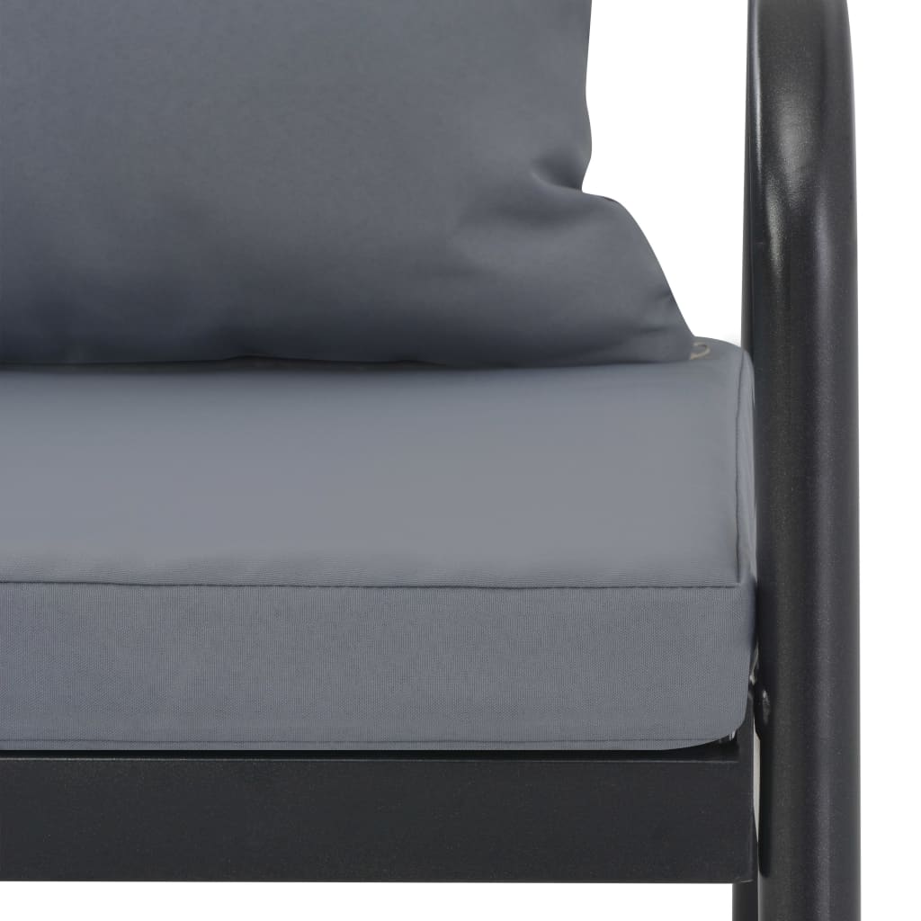 vidaXL 2 Seater Patio Sofa with Cushions Gray Aluminium