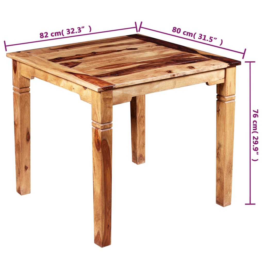 vidaXL Dining Table Solid Sheesham Wood 32.3"x31.5"x30"