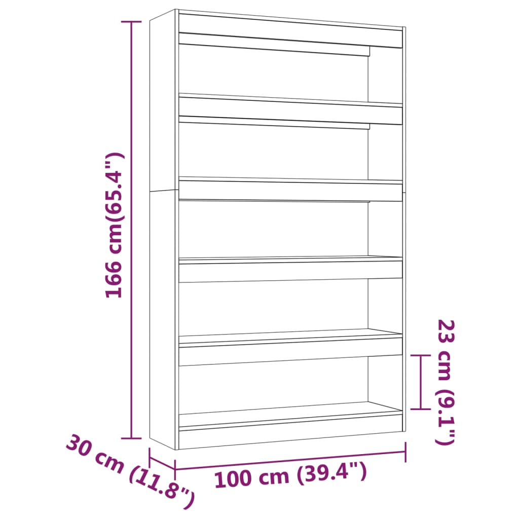 vidaXL Book Cabinet/Room Divider Sonoma Oak 39.4"x11.8"x65.4"