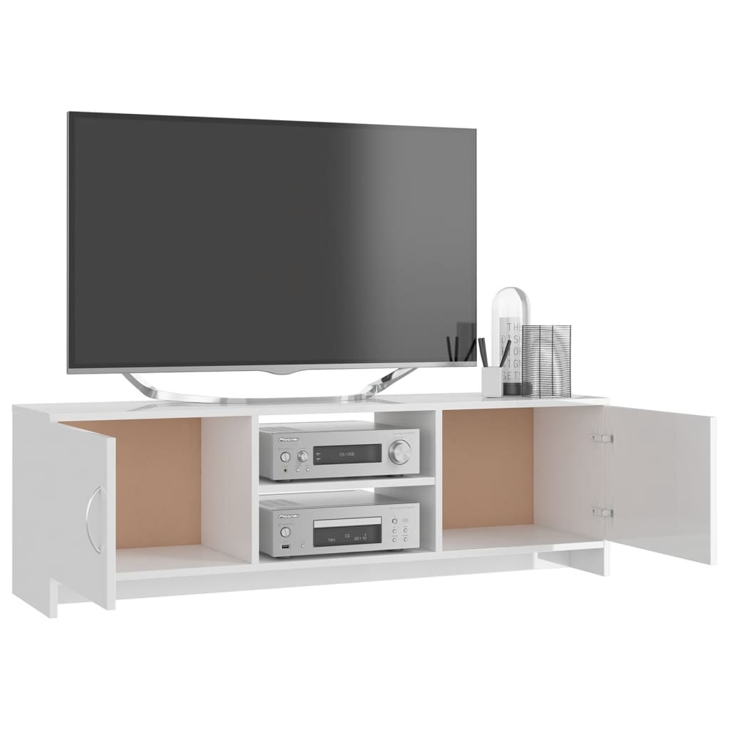vidaXL TV Stand High Gloss White 47.2"x11.8"x14.8" Engineered Wood