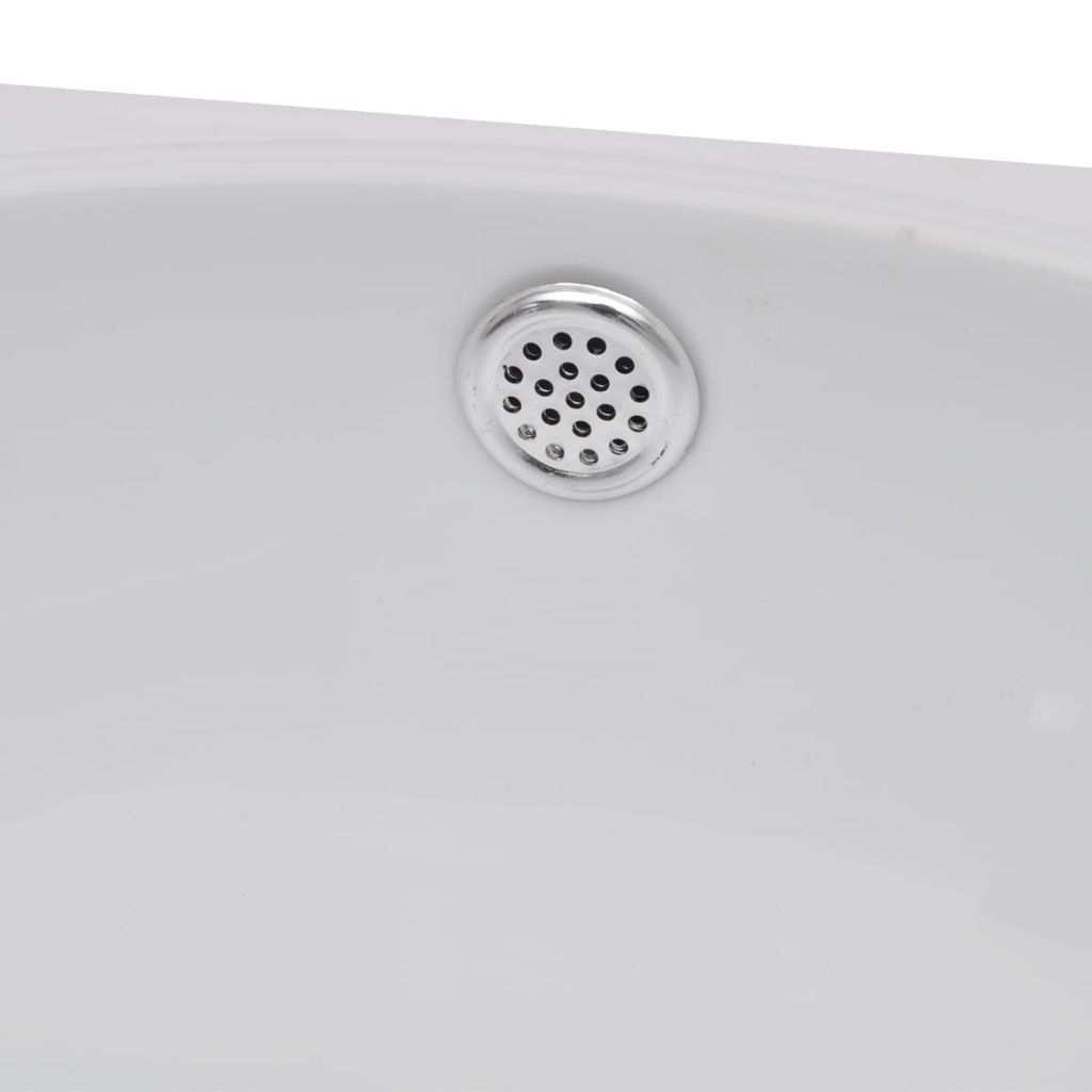 Ceramic Sink Basin Faucet and Overflow Hole Bathroom White