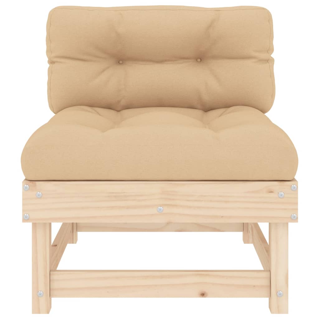 vidaXL Middle Sofa with Cushions Solid Wood Pine