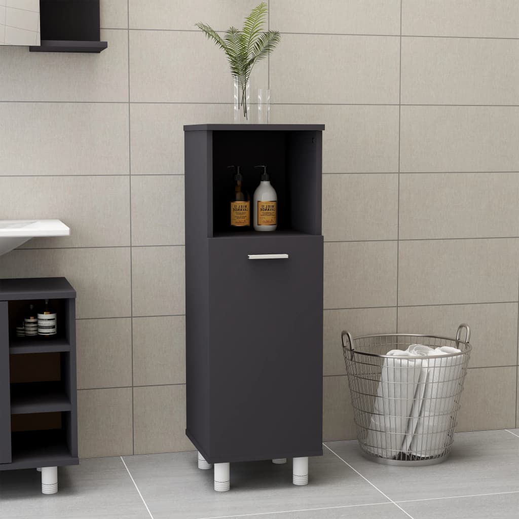 vidaXL Bathroom Cabinet Gray 11.8"x11.8"x37.4" Engineered Wood