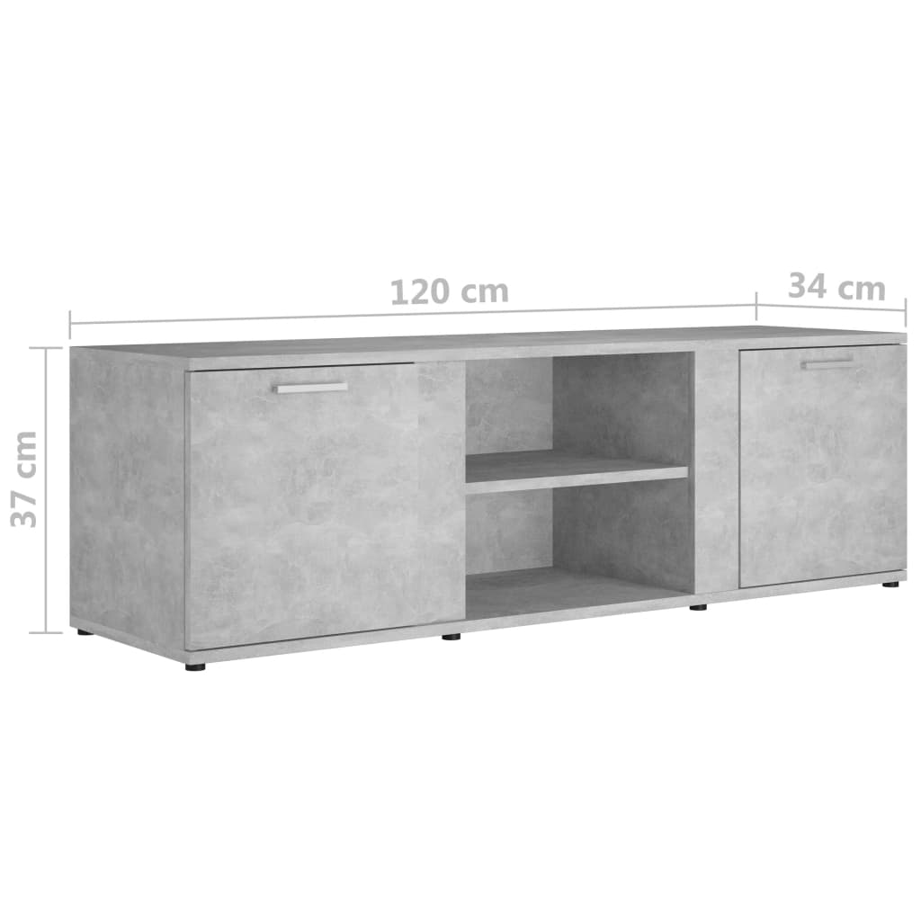 vidaXL TV Stand Concrete Gray 47.2"x13.4"x14.6" Engineered Wood