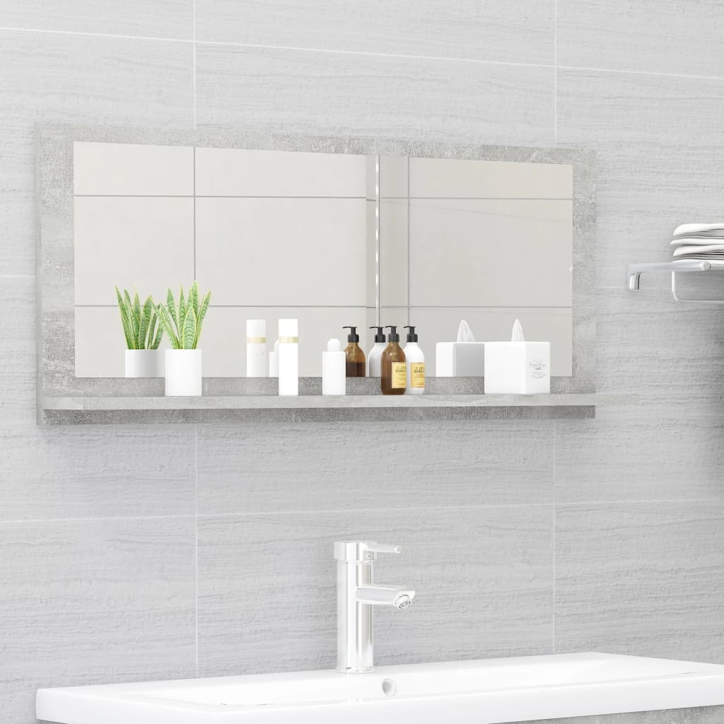 vidaXL Bathroom Mirror Concrete Gray 35.4"x4.1"x14.6" Engineered Wood
