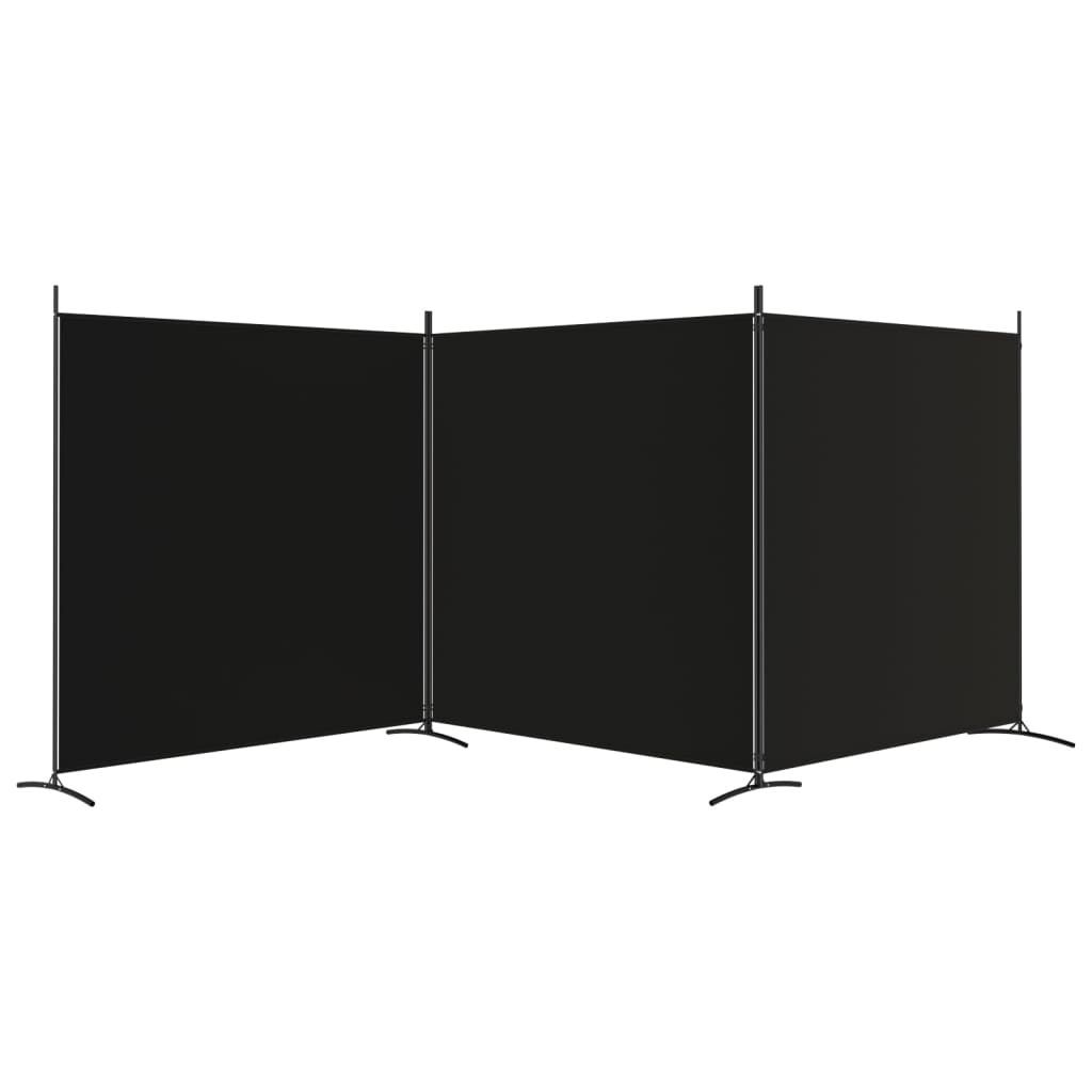 vidaXL 3-Panel Room Divider Black 206.7"x70.9" Fabric