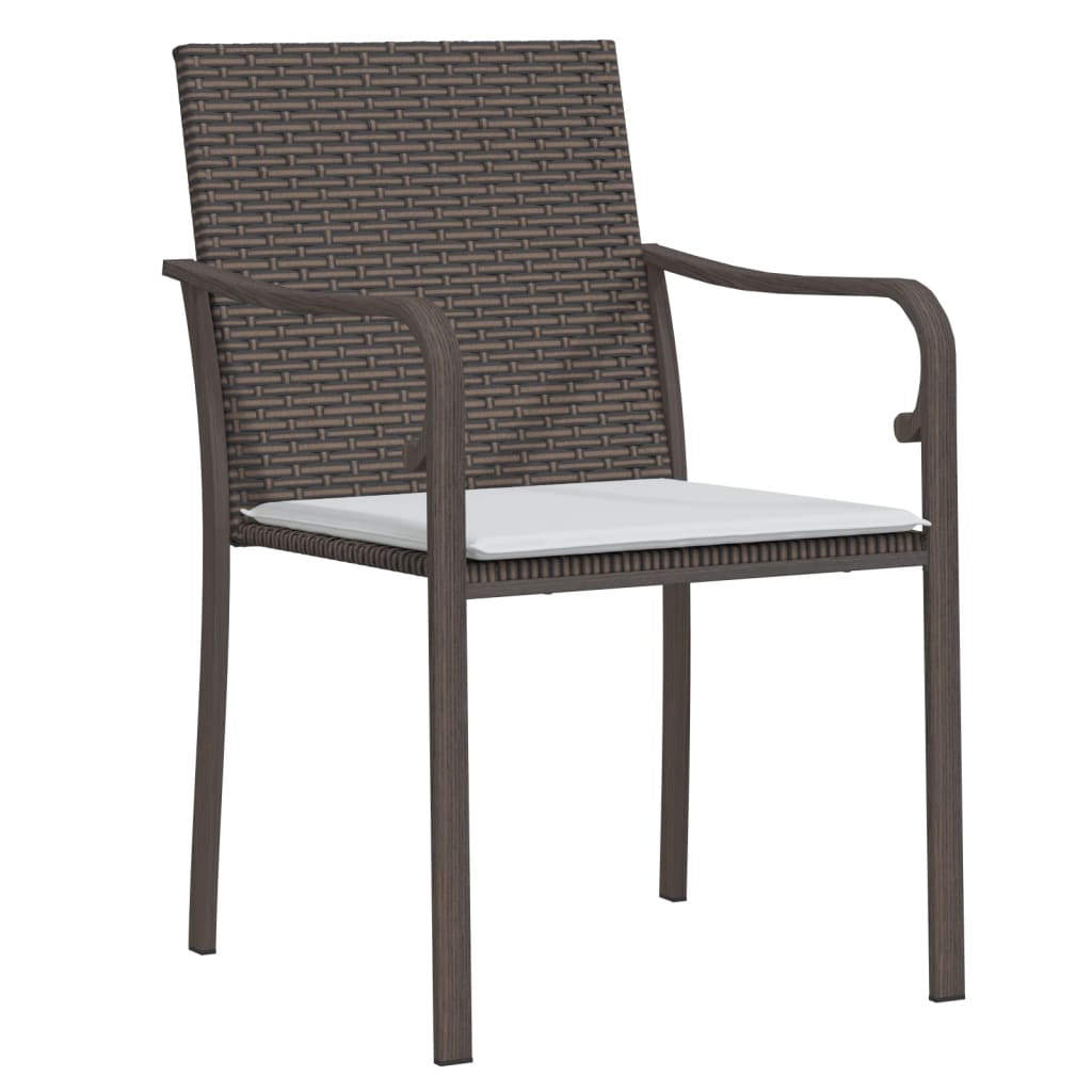 vidaXL Patio Chairs with Cushions 4 pcs Brown 22"x23.2"x33.1" Poly Rattan