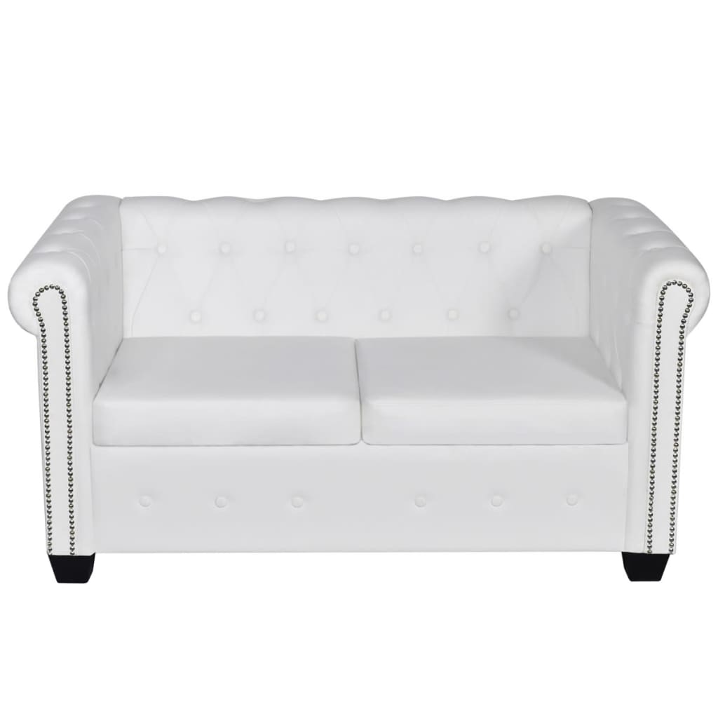 vidaXL Chesterfield 2-Seater and 3-Seater Artificial Leather White